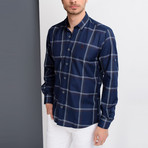 Pharrell Button-Up Shirt // Dark Blue + Brown (2X-Large)