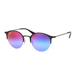 Unisex Round Sunglasses // Black Matte + Blue Violet