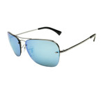 Unisex Aviator Sunglasses // Silver + Blue