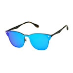 Unisex Square Blaze Sunglasses // Black Matte + Violet Blue