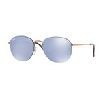 Women's Hexagonal Sunglasses // Copper + Violet Blue