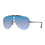 Men's Shield Sunglasses // Black + Violet Blue