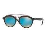Unisex Round Aviator Sunglasses // Black + Blue (50mm)