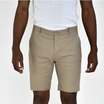 Linen Feel Stretch Shorts // Khaki (34)