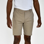Linen Feel Stretch Shorts // Khaki (36)