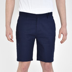 Linen Feel Stretch Shorts // Navy (32)