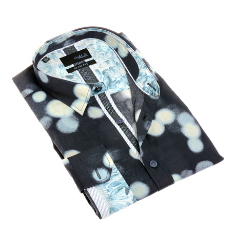 Goran Print Button-Up Shirt // Navy (S)
