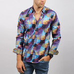 Deondre Print Button-Up Shirt // Multicolor (S)