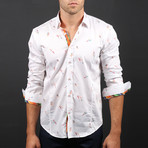 Sahib Print Button-Up Shirt // White (S)