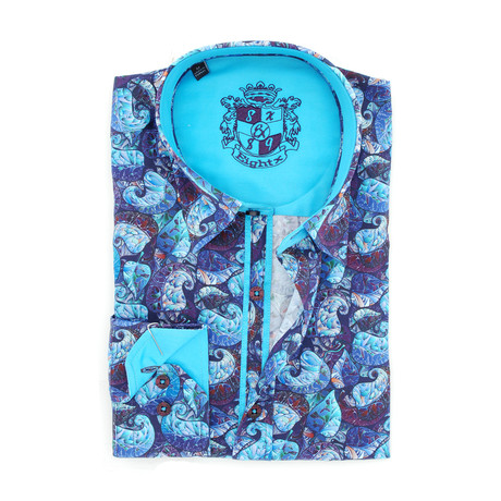 Jerome Print Button-Up Shirt // Blue (S)