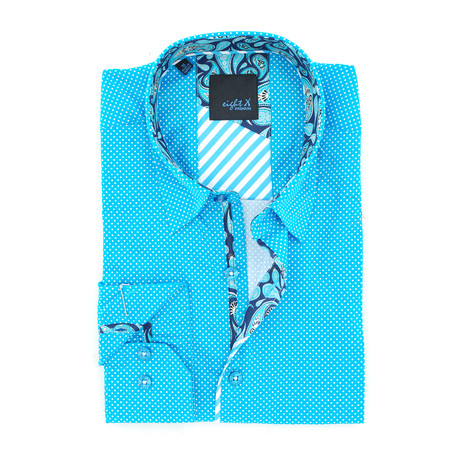 Pasi Print Button-Up Shirt // Turquoise (S)