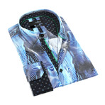 Saldin Print Button-Up Shirt // Navy (S)