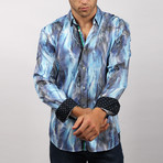 Saldin Print Button-Up Shirt // Navy (3XL)