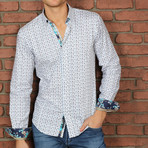 Balfour Print Button-Up Shirt // Turquoise (S)