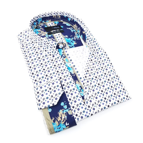 Balfour Print Button-Up Shirt // Turquoise (4XL)