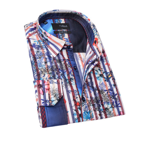 Joran Print Button-Up Shirt // Fuchsia (S)