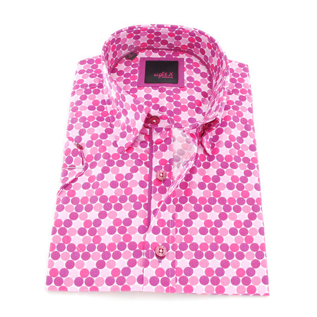 Seppo Print Button-Up Shirt // Fuchsia (3XL)
