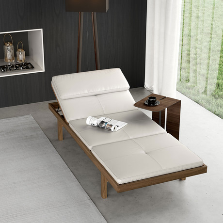 Vestry Daybed // Soft Snow Leather + Walnut