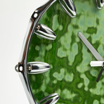 Chrome Drum Lug Wall Clock 14" // Green Spot