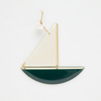 Bronze Boat Pendant // Petrol (M)