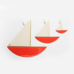 Bronze Boat Pendant // Red (M)