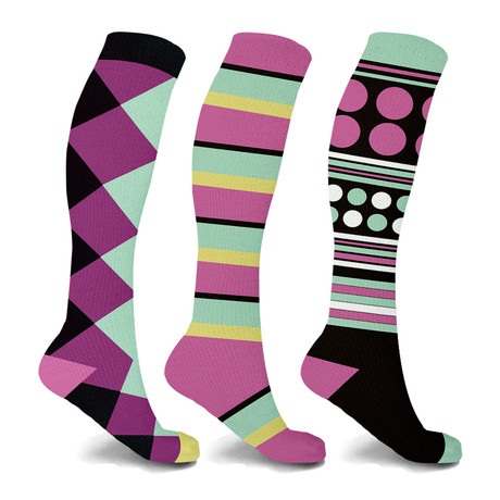 Jumble Mumble Knee High Compression Socks // 3-Pairs (Small / Medium)