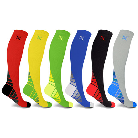 Bright Knee High-Compression Socks // 6-Pairs (Small / Medium)