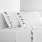Wavy Stripe Embroidered Sheet Set // Charcoal + White (King)