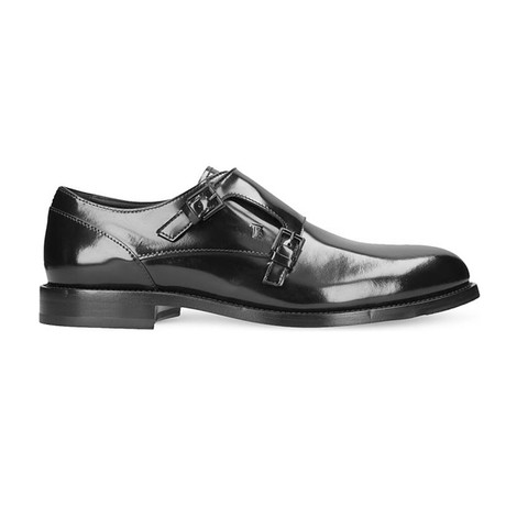 Patent Leather Monk Strap Loafer Shoes // Black (US: 6)