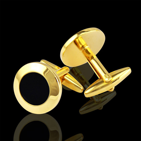 Exclusive Cufflinks + Gift Box // Gold + Black Circles