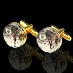 Exclusive Cufflinks + Gift Box // Gold Gears Functioning Movement