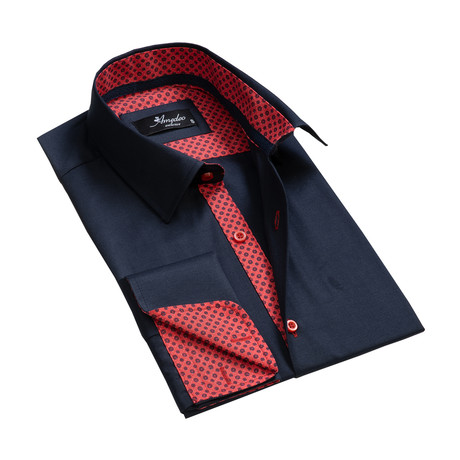 Reversible Cuff French Cuff Shirt // Black + Red (S)