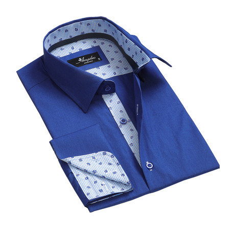 Amedeo Exclusive // Reversible Cuff French Cuff Shirt // Medium Blue (XL)