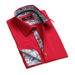 Amedeo Exclusive // Reversible Cuff French Cuff Shirt // Solid Red (XL)