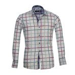 Amedeo Exclusive // Reversible Cuff French Cuff Shirt // White + Pink + Blue Check (2XL)