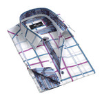 Amedeo Exclusive // Reversible Cuff French Cuff Shirt // White + Pink + Blue Check (S)