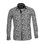 Reversible French Cuff Dress Shirt // White + Black Paisley Print (L)