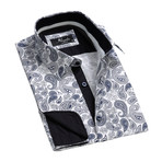 Reversible French Cuff Dress Shirt // White + Blue Paisley (L)