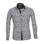 Reversible French Cuff Dress Shirt // White + Blue Paisley (M)