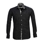 Amedeo Exclusive // Reversible Cuff French Cuff Shirt // Black + Gray Floral (M)