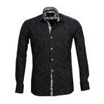 Amedeo Exclusive // Reversible Cuff French Cuff Shirt // Black + Gray Floral (XL)