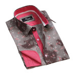 Floral Lined French Cuff Dress Shirt // Brown + Red Floral (3XL)