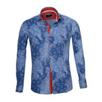 Amedeo Exclusive // Reversible Cuff French Cuff Shirt // Blue Floral (XL)