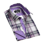 Reversible French Cuff Dress Shirt // White + Purple Check (3XL)