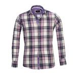 Reversible French Cuff Dress Shirt // White + Purple Check (XL)