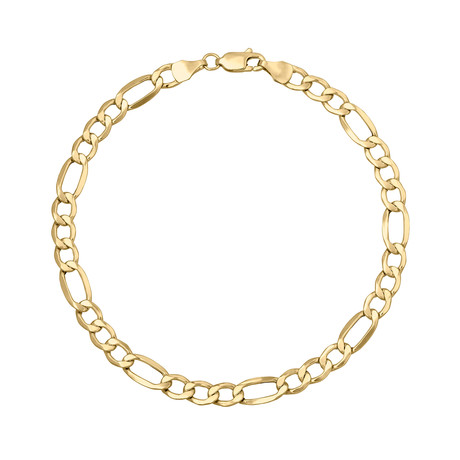 Solid 10K Yellow Gold Figaro Chain Bracelet // 5.4mm