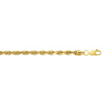 Solid 10K Yellow Gold Diamond Cut Rope Chain Link Bracelet // 4mm