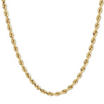 Hollow 10K Yellow Gold Diamond Cut Sparkle Rope Chain Necklace // 4.0mm (24")