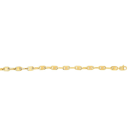 Solid 14K Yellow Gold Shiny Oval Bracelet // 5mm