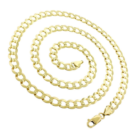 Solid 10K Yellow Gold Comfort Curb Cuban Chain Necklace // 7mm